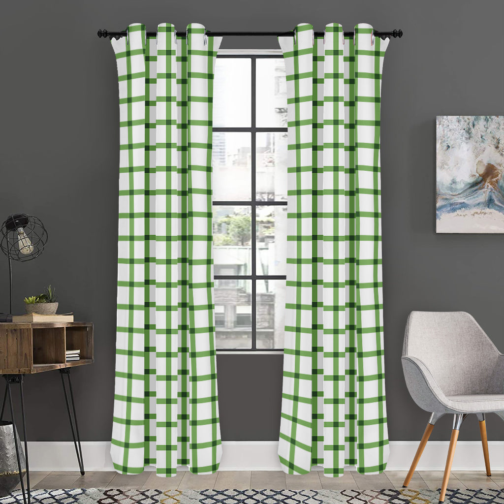 Green Tattersall Pattern Print Curtain