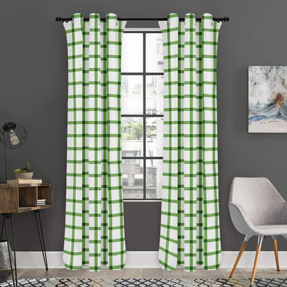 Green Tattersall Pattern Print Curtain