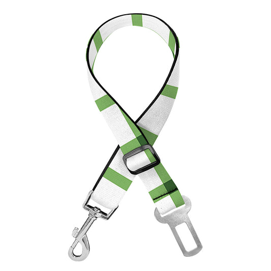 Green Tattersall Pattern Print Dog Seat Belt