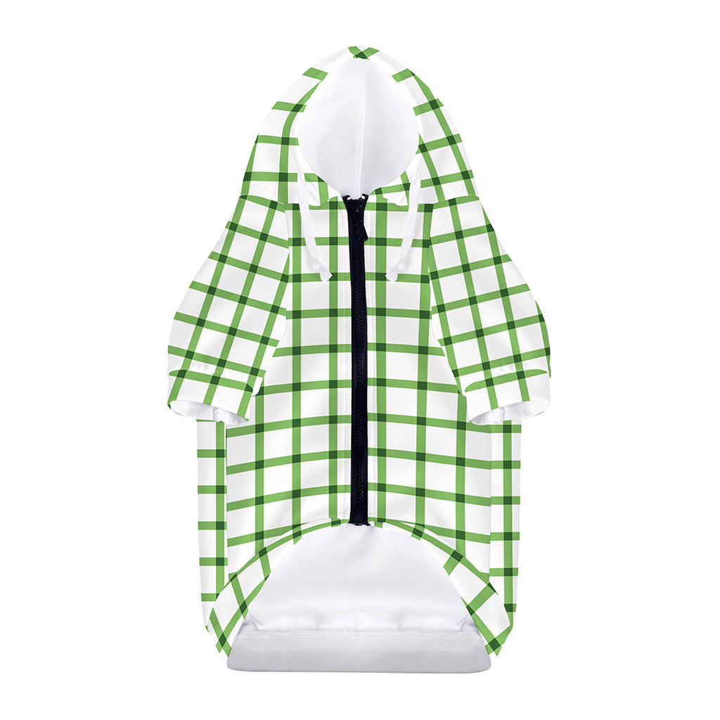 Green Tattersall Pattern Print Dog Zip Up Hoodie