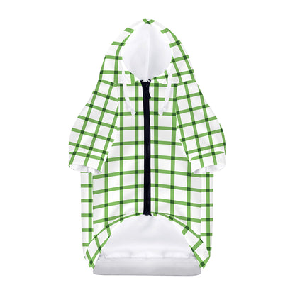 Green Tattersall Pattern Print Dog Zip Up Hoodie