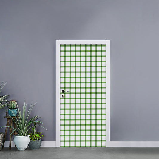 Green Tattersall Pattern Print Door Sticker