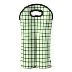 Green Tattersall Pattern Print Double Neoprene Wine Tote