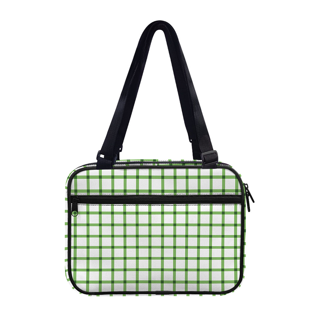 Green Tattersall Pattern Print Double Strap Bible Bag