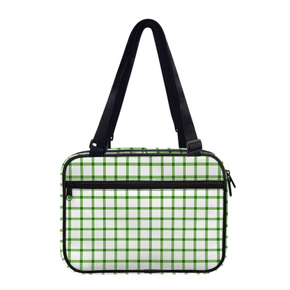 Green Tattersall Pattern Print Double Strap Bible Bag