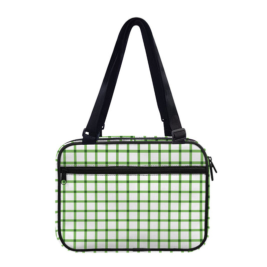 Green Tattersall Pattern Print Double Strap Bible Bag