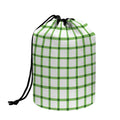 Green Tattersall Pattern Print Drawstring Makeup Bag