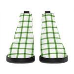 Green Tattersall Pattern Print Flat Ankle Boots