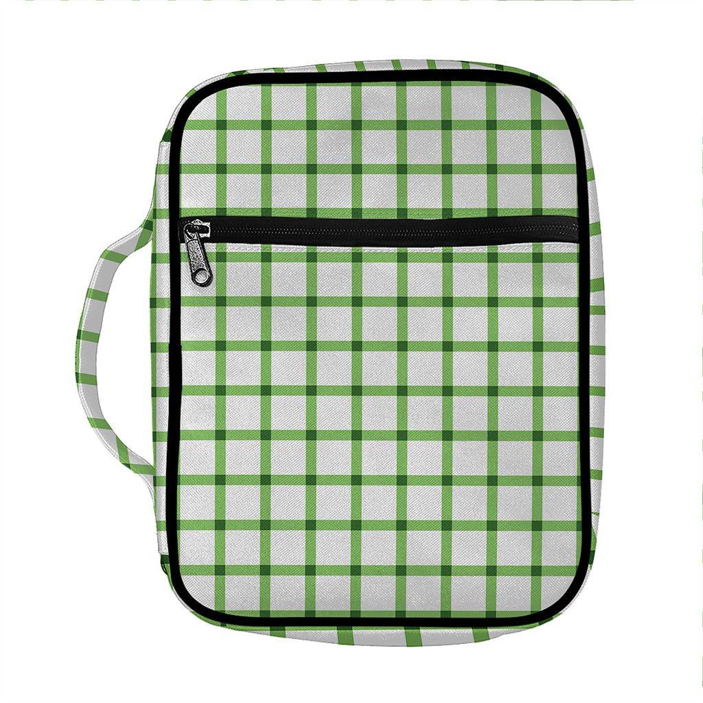 Green Tattersall Pattern Print Front Pocket Bible Bag