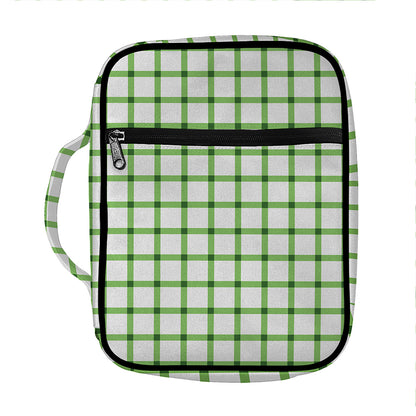 Green Tattersall Pattern Print Front Pocket Bible Bag
