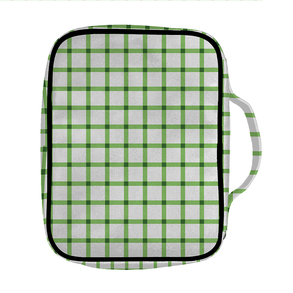 Green Tattersall Pattern Print Front Pocket Bible Bag
