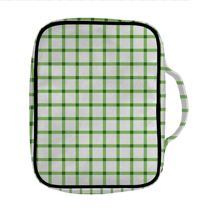 Green Tattersall Pattern Print Front Pocket Bible Bag