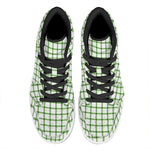 Green Tattersall Pattern Print High Top Leather Sneakers