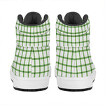 Green Tattersall Pattern Print High Top Leather Sneakers