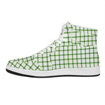 Green Tattersall Pattern Print High Top Leather Sneakers