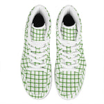 Green Tattersall Pattern Print High Top Leather Sneakers