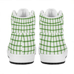 Green Tattersall Pattern Print High Top Leather Sneakers