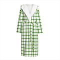 Green Tattersall Pattern Print Hooded Bathrobe