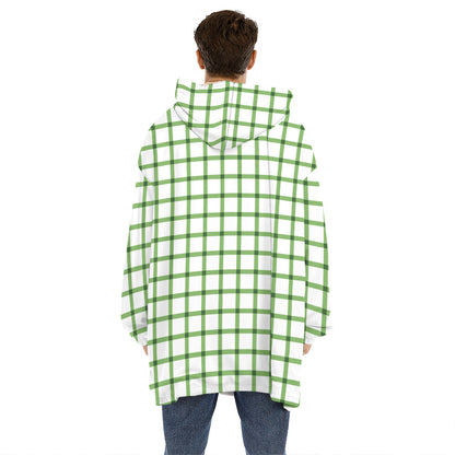 Green Tattersall Pattern Print Hoodie Blanket