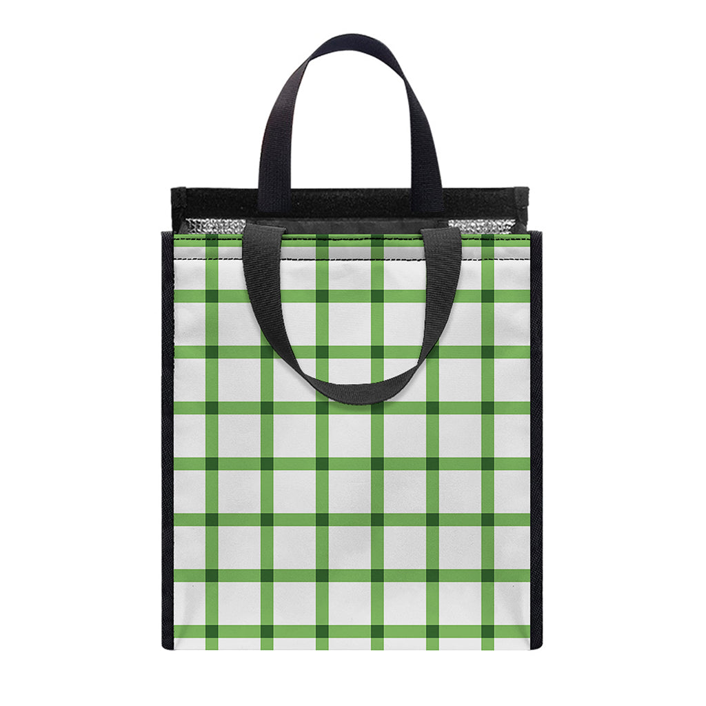 Green Tattersall Pattern Print Insulated Lunch Tote