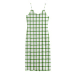 Green Tattersall Pattern Print Jersey Midi Cami Dress