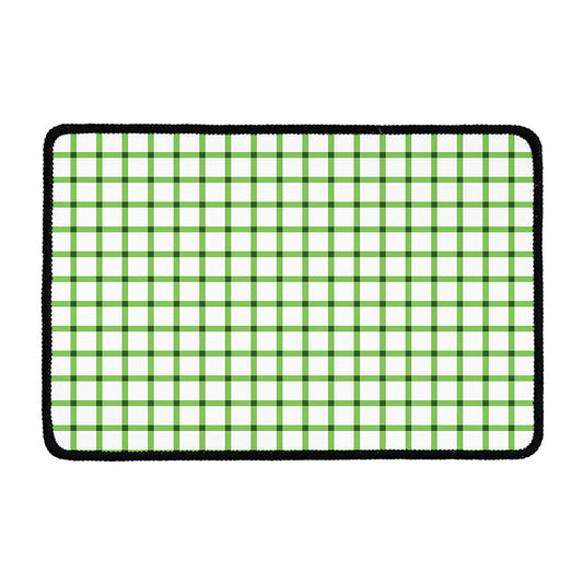 Green Tattersall Pattern Print Kitchen Mat