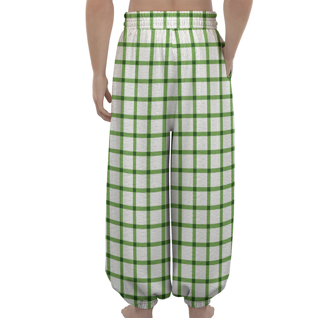 Green Tattersall Pattern Print Lantern Pants