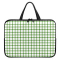 Green Tattersall Pattern Print Laptop Sleeve With Handle