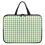 Green Tattersall Pattern Print Laptop Sleeve With Handle