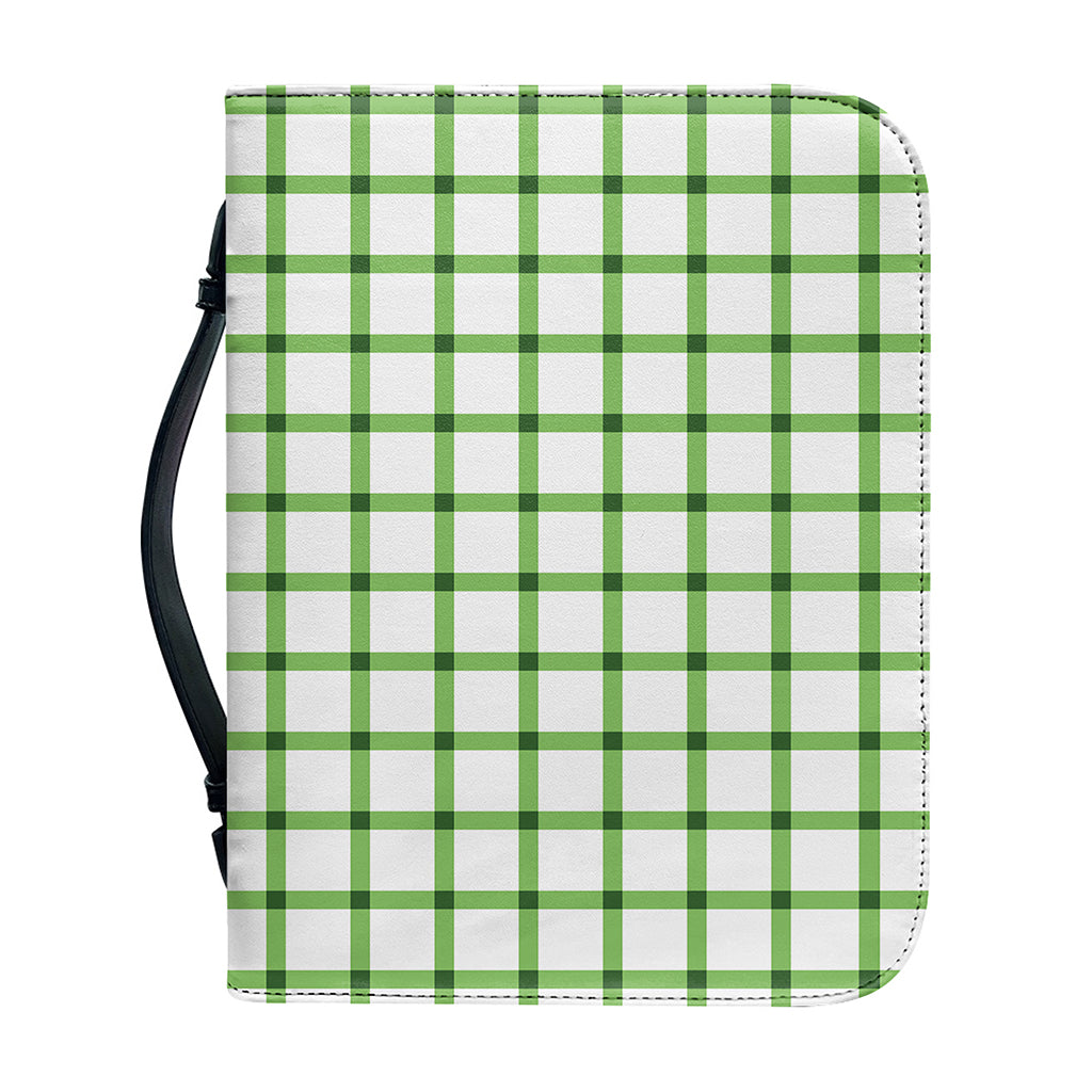 Green Tattersall Pattern Print Leather Bible Cover