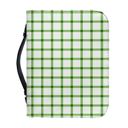 Green Tattersall Pattern Print Leather Bible Cover