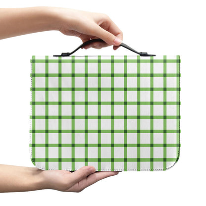 Green Tattersall Pattern Print Leather Bible Cover