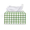 Green Tattersall Pattern Print Leather Tissue Box Cover