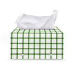 Green Tattersall Pattern Print Leather Tissue Box Cover