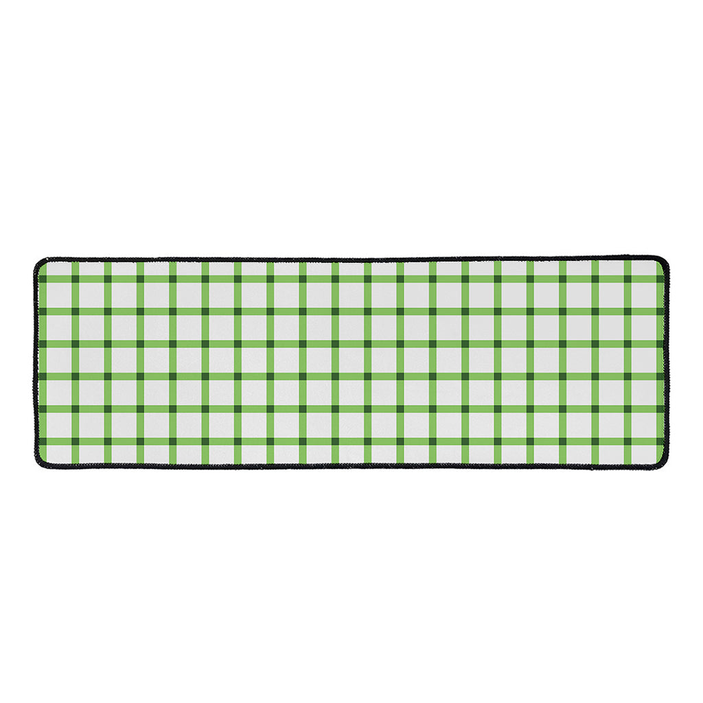 Green Tattersall Pattern Print Long Kitchen Mat