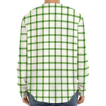 Green Tattersall Pattern Print Long Sleeve Baseball Jersey