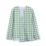 Green Tattersall Pattern Print Long Sleeve Short Coat