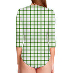 Green Tattersall Pattern Print Long Sleeve Swimsuit