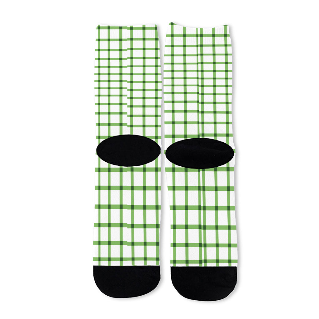 Green Tattersall Pattern Print Long Socks
