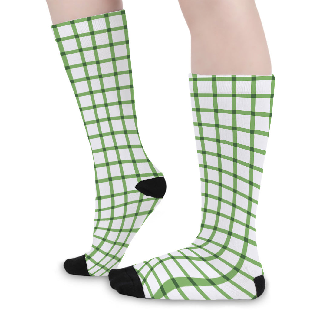 Green Tattersall Pattern Print Long Socks