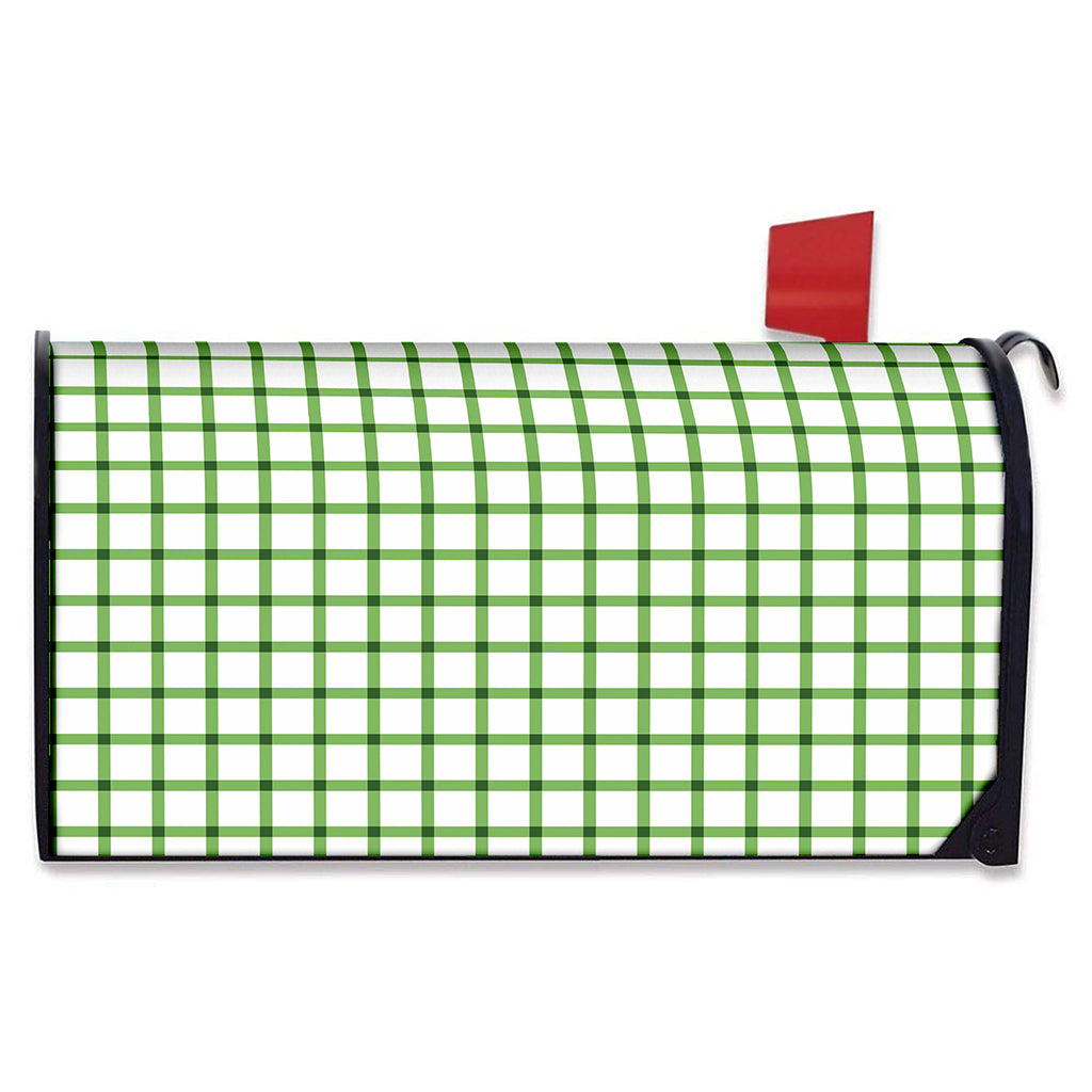 Green Tattersall Pattern Print Mailbox Cover