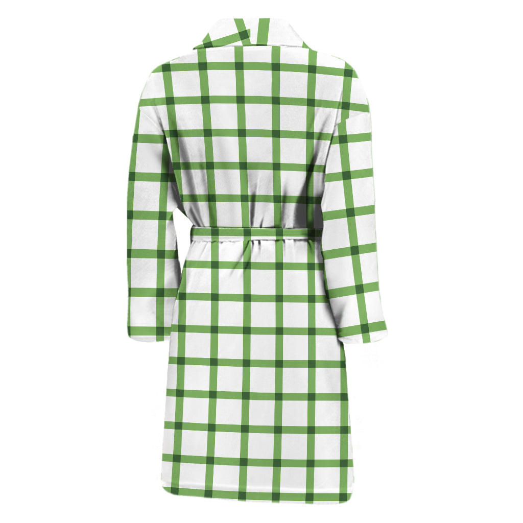 Green Tattersall Pattern Print Men's Bathrobe