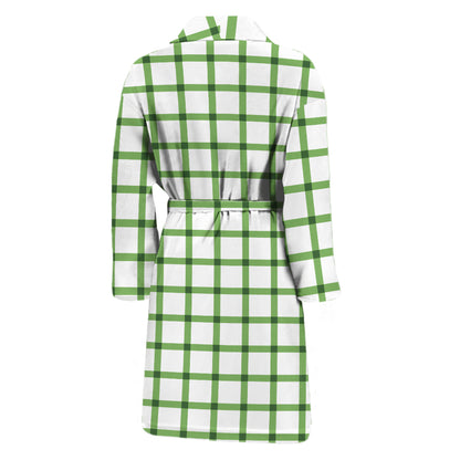 Green Tattersall Pattern Print Men's Bathrobe