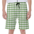 Green Tattersall Pattern Print Men's Beach Shorts