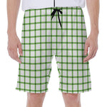 Green Tattersall Pattern Print Men's Beach Shorts