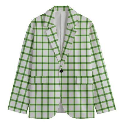 Green Tattersall Pattern Print Men's Blazer