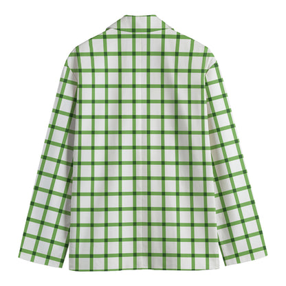 Green Tattersall Pattern Print Men's Blazer