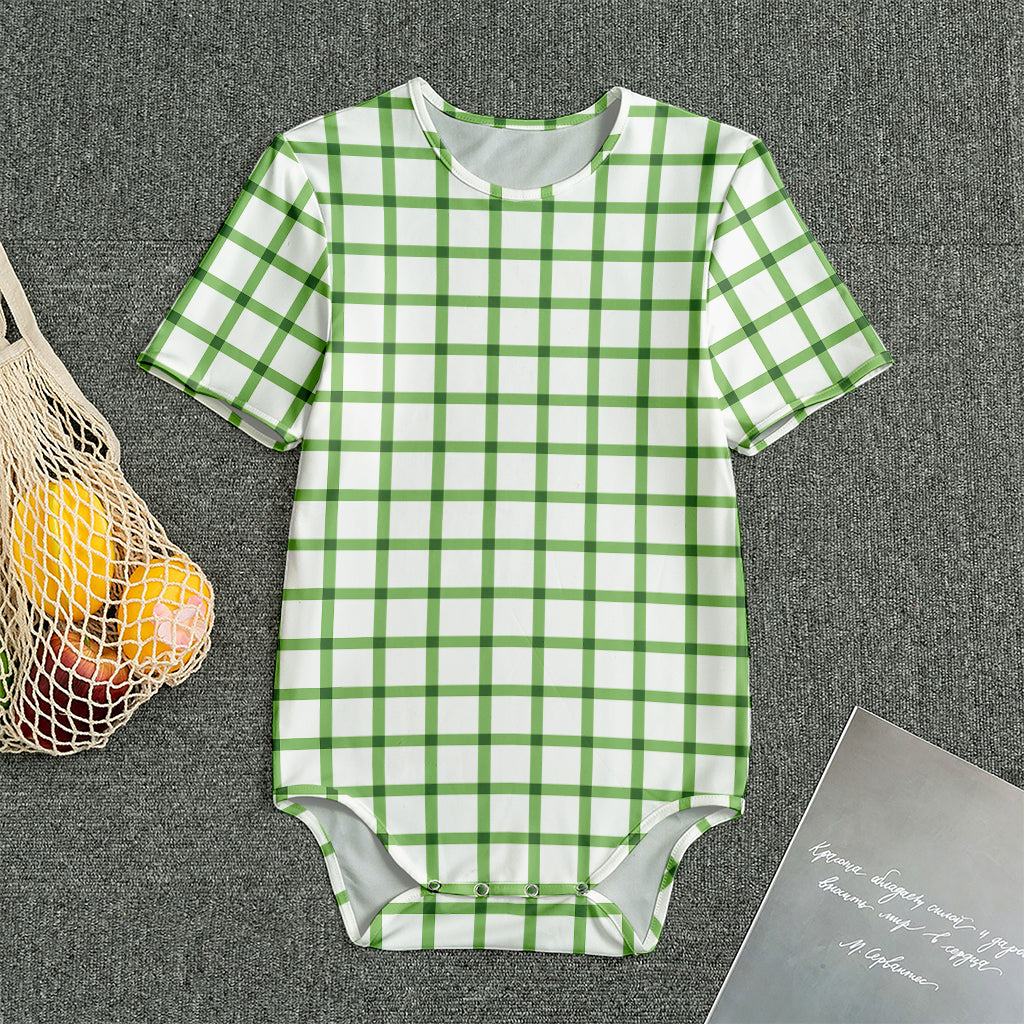 Green Tattersall Pattern Print Men's Bodysuit
