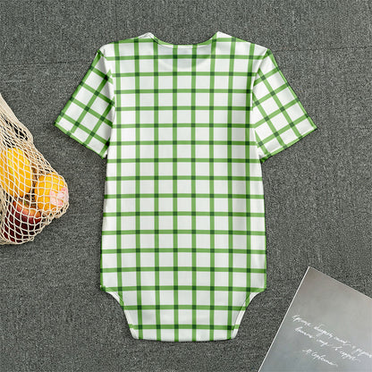 Green Tattersall Pattern Print Men's Bodysuit