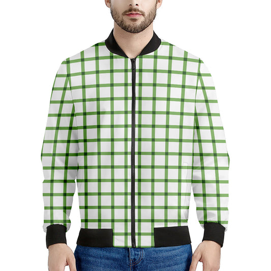 Green Tattersall Pattern Print Men's Bomber Jacket
